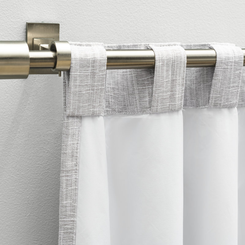 Bouton 100% Blackout Rod Pocket with Back Tabs Patio Panel with Wand, Light Grey