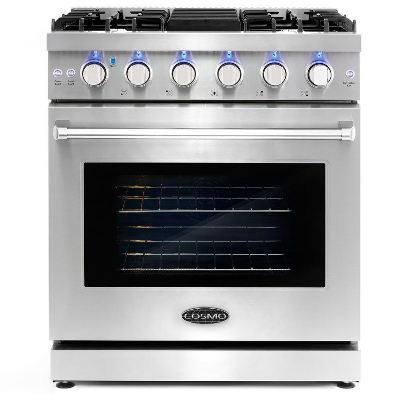 Cosmo 30 in. Haven Collection 4.8 cu. ft. Gas Range with 5 Sealed Burners, Convection Oven, Knob LED Lights, Stainless Steel