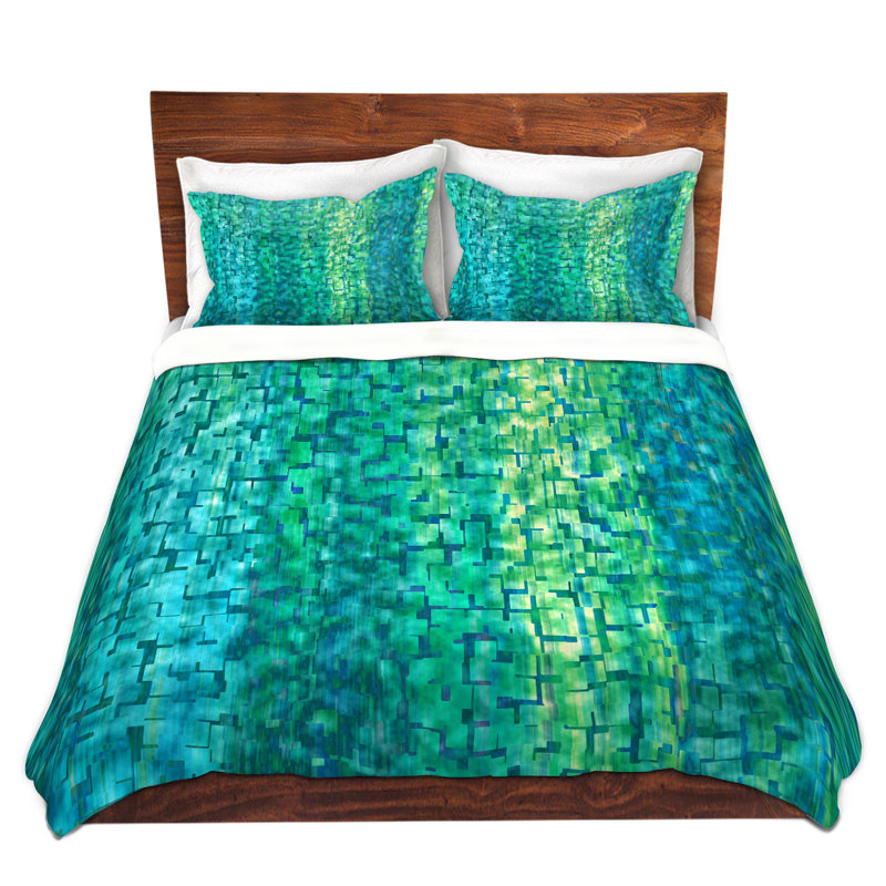 Ensemble de housse de couette simple DiaNoche en microfibre par Ruth Palmer - Turquoise abstrait