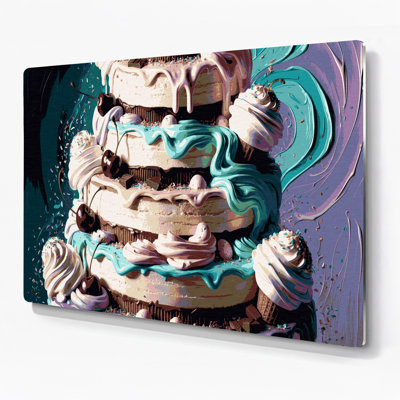 Desserts, gâteau à la crème glacée, art mural en métal gris