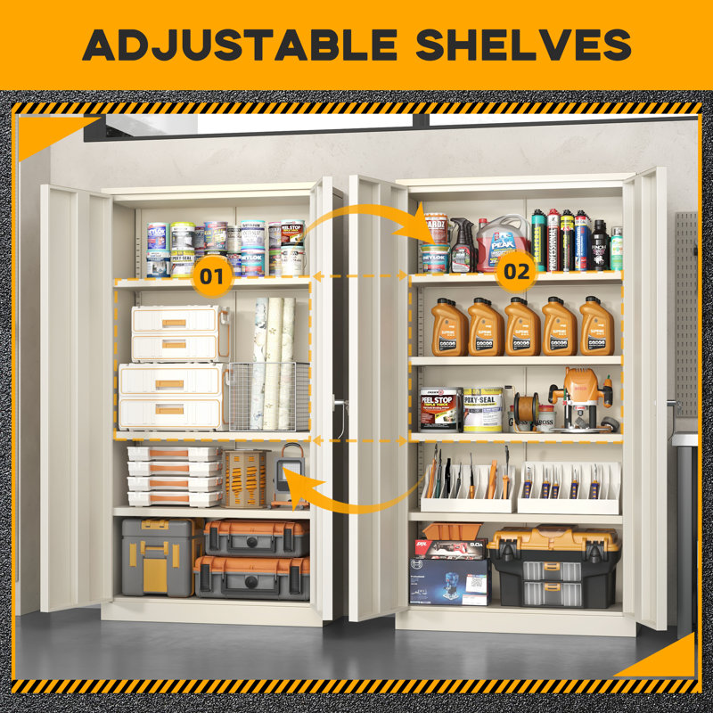 Steel Single Storage Cabinet with Lock ( 72'' H x 32'' W x 16'' D), Light Grey