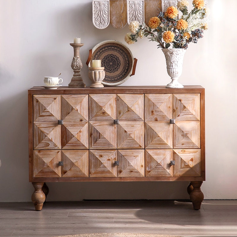 Buffet rétro en noyer massif et bois manufacturé