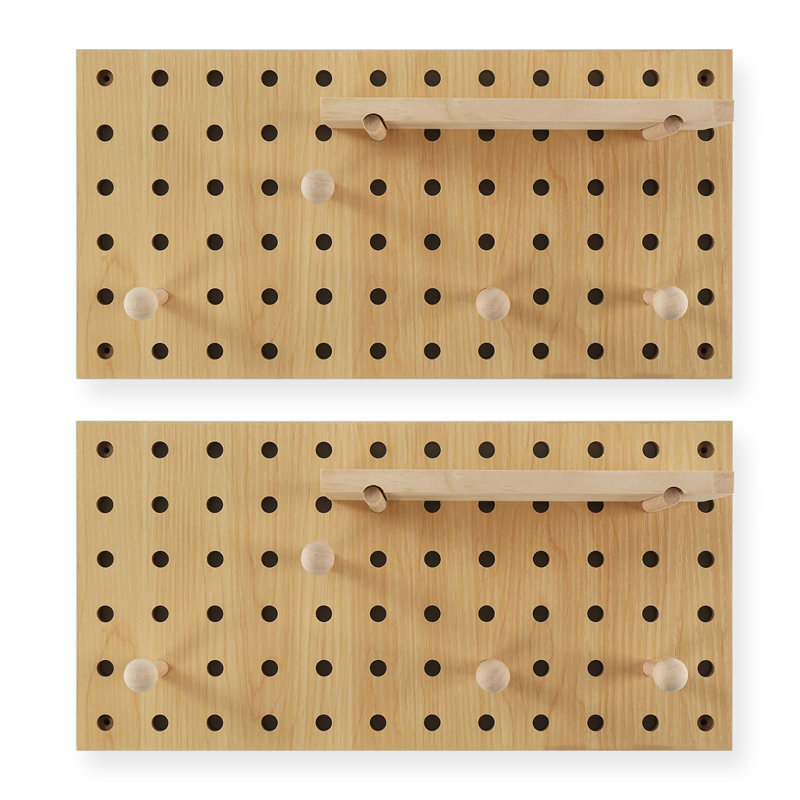 Tablette de rangement en bois avec panneau modulaire en bois avec 2 panneaux perforés
