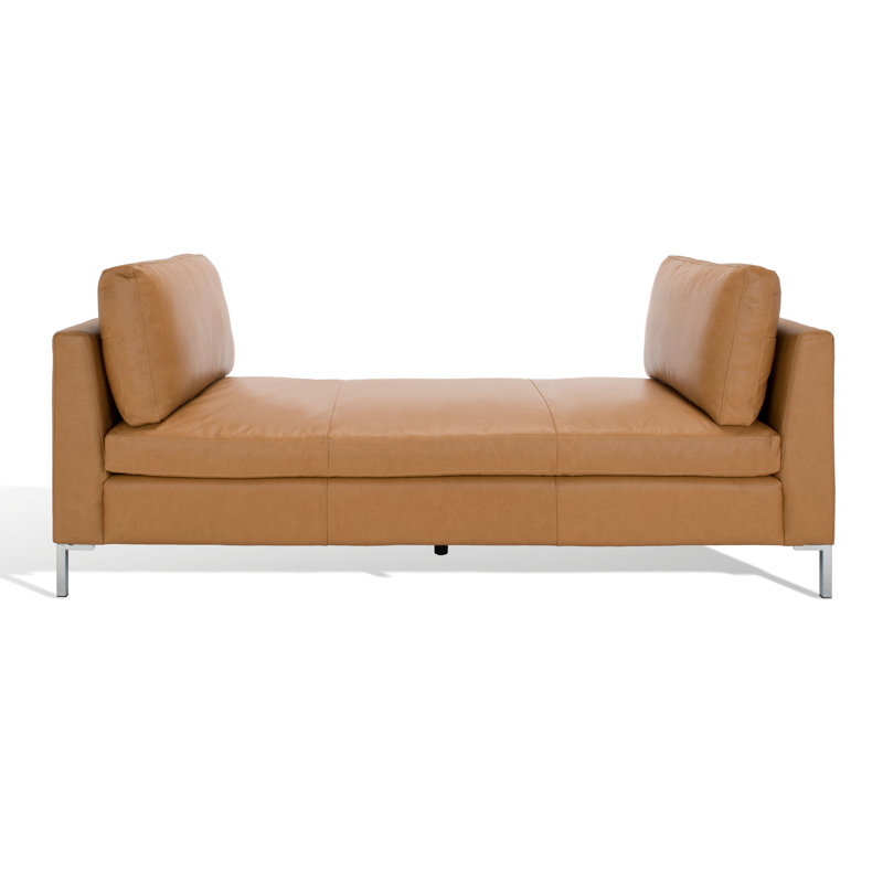 Canapé en cuir véritable 83 po, Cuir véritable brun clair