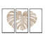 Ivoire pastel Monstera en forme de feuille tropicale en forme de cœur - 3 pièces, reproduction sur cadre flottant sur toile-1035403071-1035403070