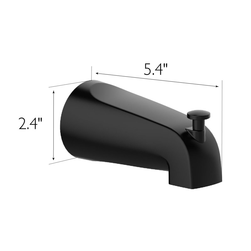 Matte Black Wall Mounted Tub Spout with Diverter