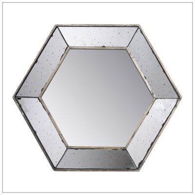 Hexagon Wall Mirror With Traditional Silver Finish, Home Decor Accent Mirror For Living Room, Entryway, Bedroom