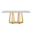 Table de salle à manger en marbre pour 6 personnes, table de salle à manger rectangulaire en faux marbre 70 po avec base en acier inoxydable à finition miroir, table de cuisine moderne en marbre de grande taille (or, blanc)-769357377-769357376
