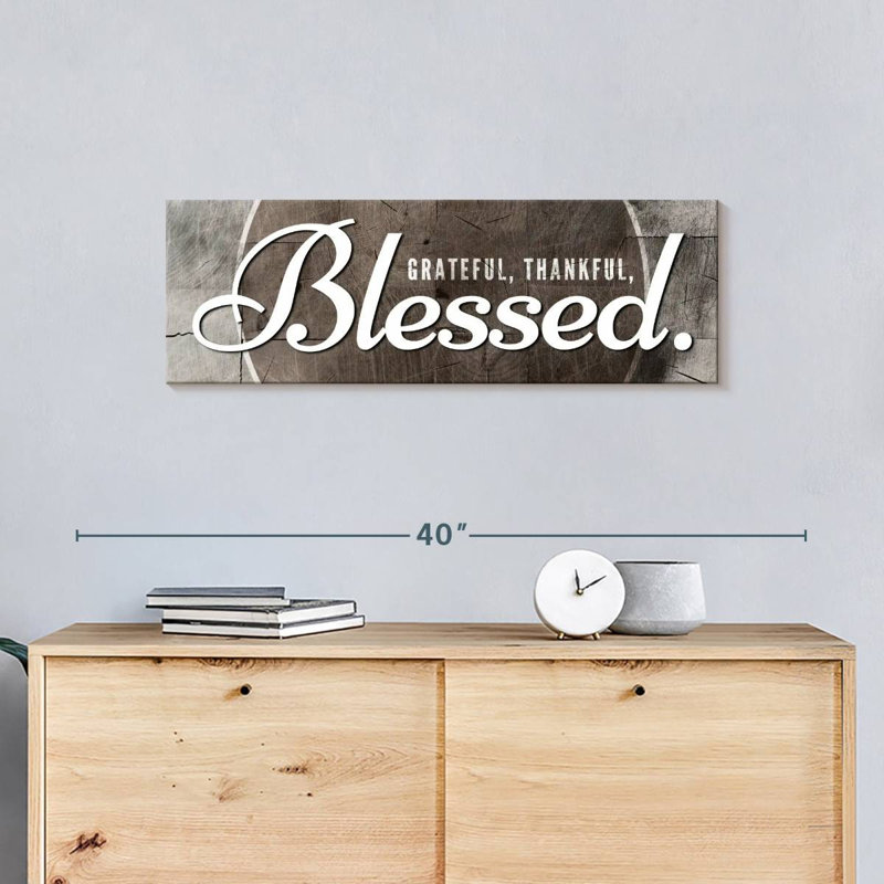 «Blessed Grateful», reproduction sur toile, H 10 po x l 30 po x P 1,25 po