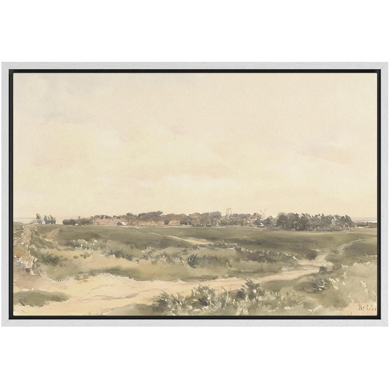 Illustration de paysage champêtre et champ libre, H 36 po x l 24 po, Blanc