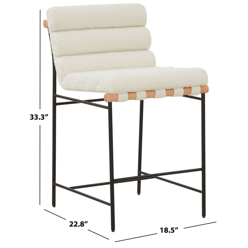 Macibella Channel Tufted Boucle Counter Stool, Ivory