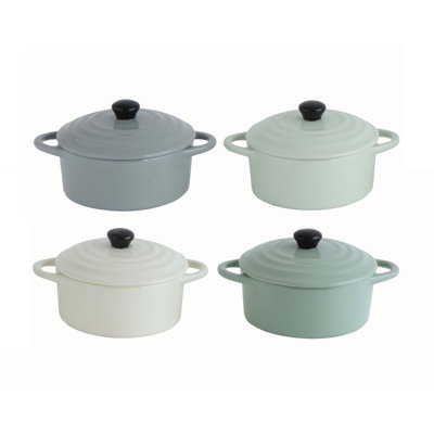 4‑Piece Stoneware Mini Bakers with Handle