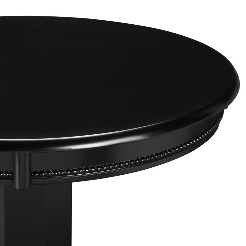 Adelaida 30.25" L Round Solid Wood Table, Solid Black