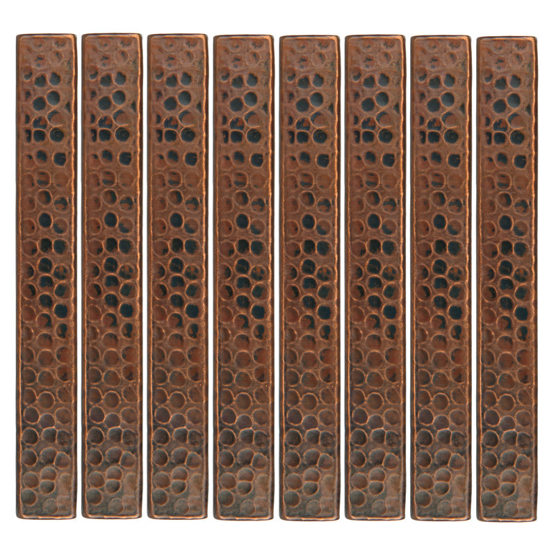 Carreau de cuivre martelé 1 po x 8 po - quantité 8