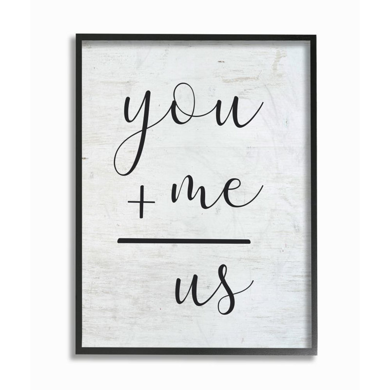 «You plus me» par lettré et doublé - impression d'art textuel, H 20 po x l 16 po x P 1,5 po, Giclée encadrée noir minuit
