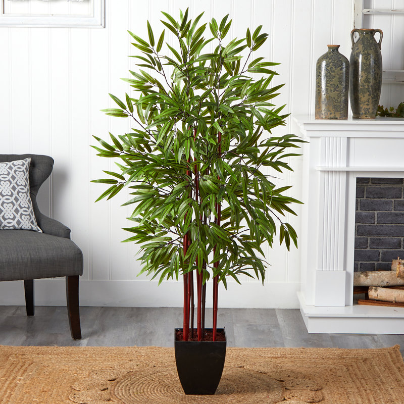 Faux Bamboo Tree in Planter, 60" H x 37" W x 30" D