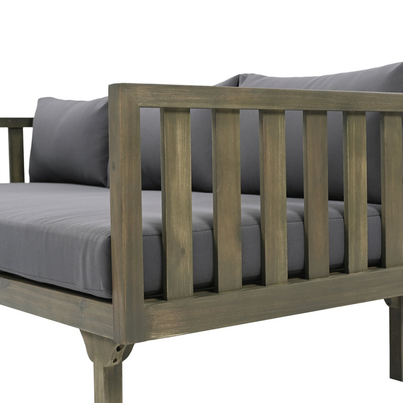 2-Piece Acacia Wood Patio Furniture Set, Dark Gray,  Wood Gray