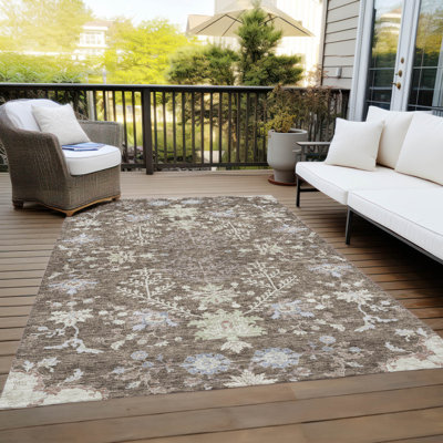 Machine Washable Indoor/Outdoor Cicel ACN1156 Brown Rug