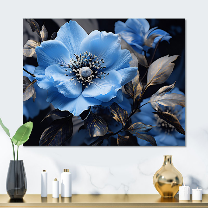 Décoration murale grise et bleue Botanical Symphony II - Abstract Botanicals, H 12 po x l 20 po x P 1 po