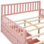 Lit plateforme en bois massif rose avec garde-corps, solutions de rangement et utilitaire-662561073-662561078
