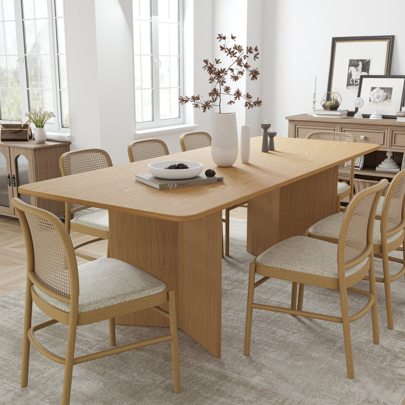 Chantai 33.5"W×30"H Wooden Dining Table, Natural Wood, 30"H x 79"L x 33.5"W