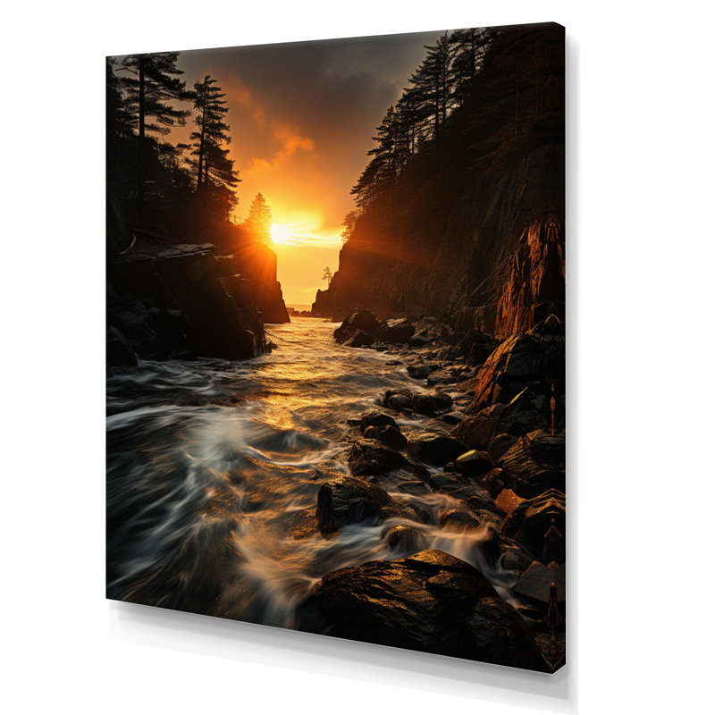 «Coastal Sunset At The Clif II», art mural sur toile paysage et nature, H 32 po x l 24 po x P 1 po, Toile tendue