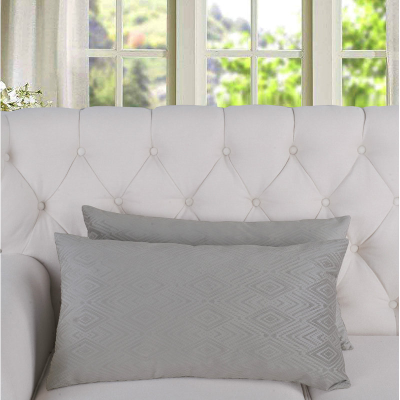 Housse de coussin rectangulaire en velours Ikat, Argent