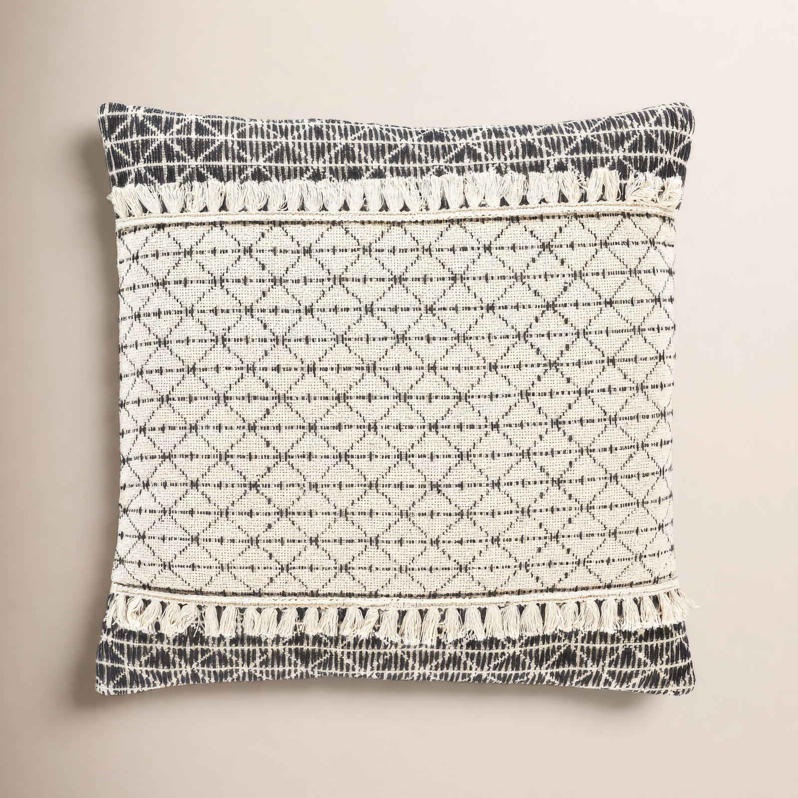 Santina Tassels Cotton Throw Pillow, 20" x 20", Polyester/Polyfill