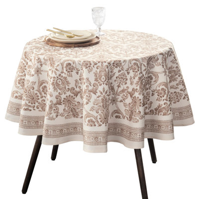 Maison d' Hermine Table Cloth Round Table 100% Cotton 63 Inches Fall Tablecloth Reusable Everyday Use for Thanksgiving Christmas Decorations Dining Farmhouse Party (Allure)