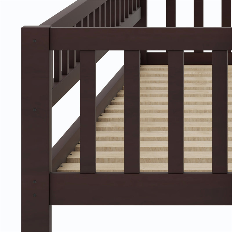 Triple Bed With Built-In Ladder,Slide And Guardrails, Espresso