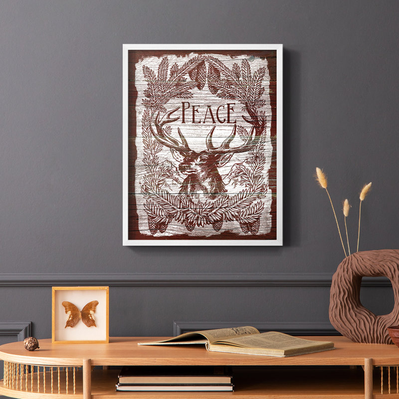 Red Wood Peace, reproduction encadrée - bois massif, Blanc, H 10 po x l 8 po