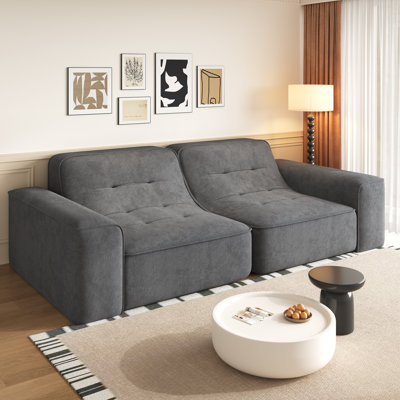 Canapé de salon 83,6 po en velours de chenille moderne, canapé modulaire bricolage avec combinaison libre, conception sans cadre et sans os, aucun assemblage requis, emballage compressé, idéal pour les petits espaces de vie, les bureaux et les appartements.