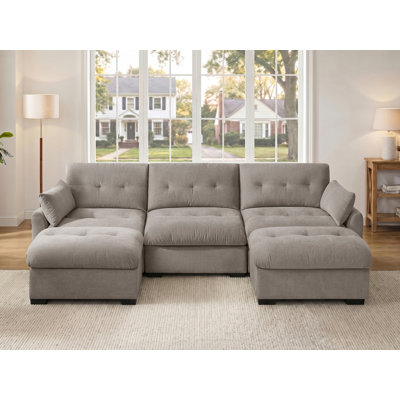 Modular Sectional Sofa With Chenille Upholstery