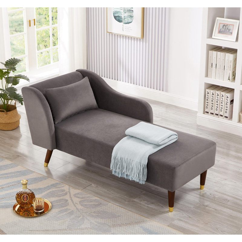 Tennielle Velvet Chaise Lounge, Grey Velvet