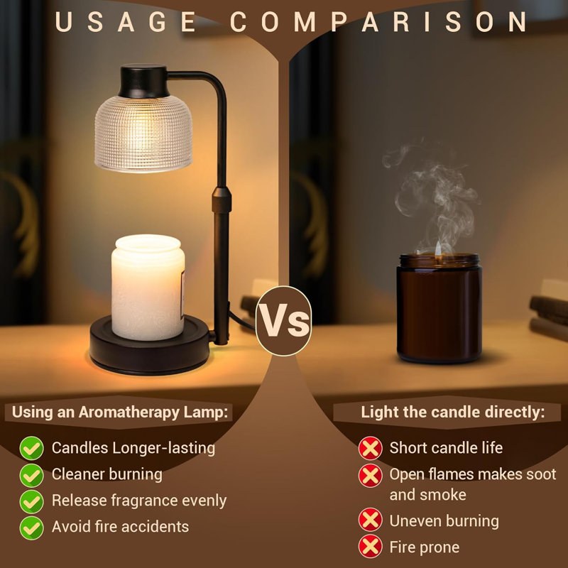 Warm candle lamp with timer for table and sofa with timer black, Black
