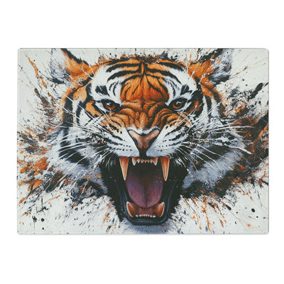 Tiger Composition  Glass Chopping Board