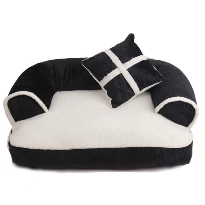 Canapé-lit chaud pour chien, Grand (H 9,84 po x l 32,28 po x P 23,62 po), Noir