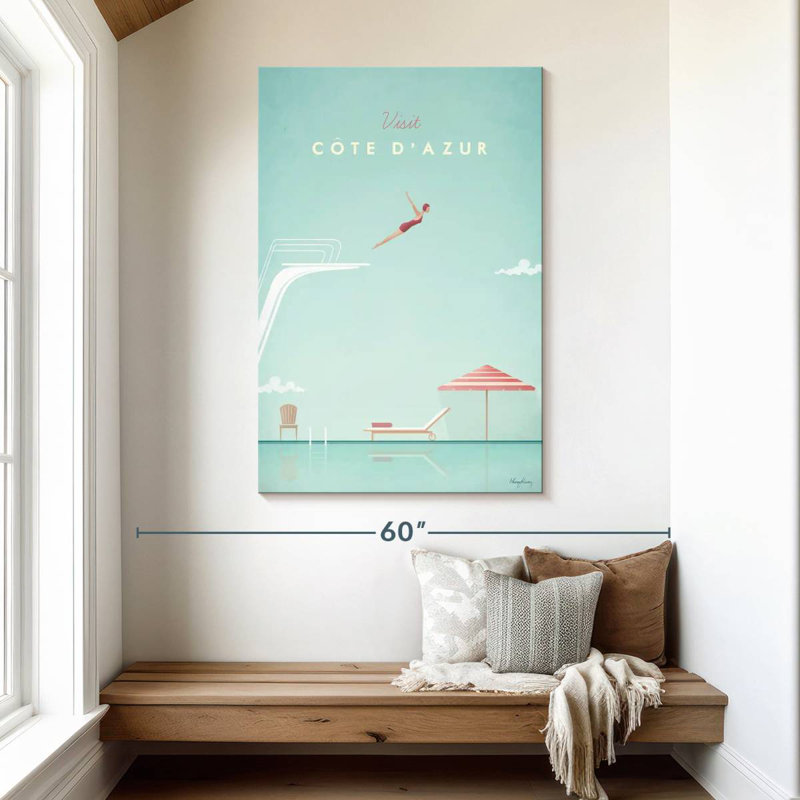 Affiche de voyage rétro Aime Cote D'Azer, H 48 po x l 32 po
