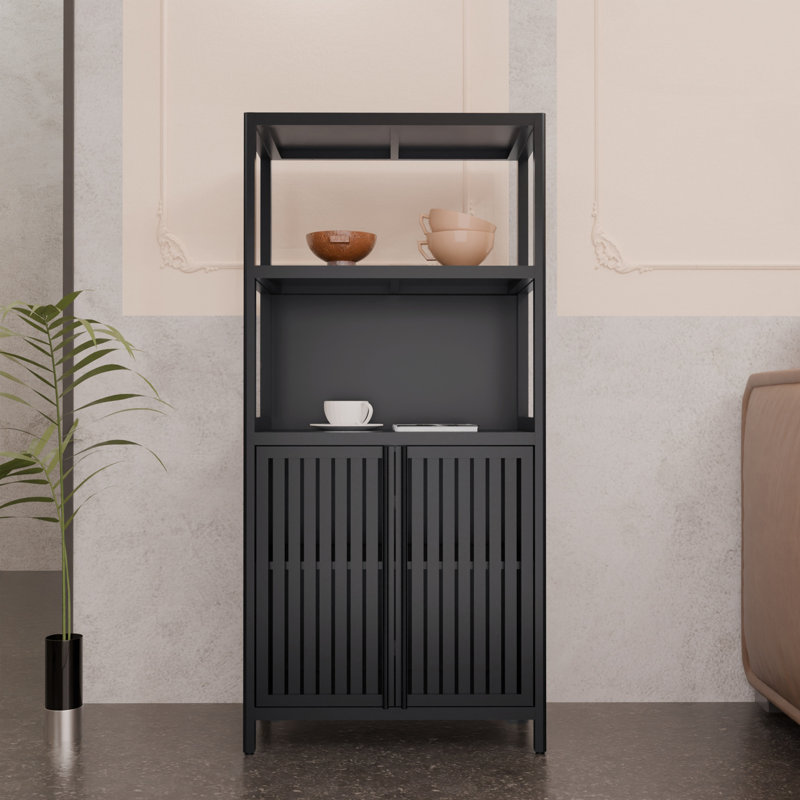 Armoire de rangement en bambou, Noir
