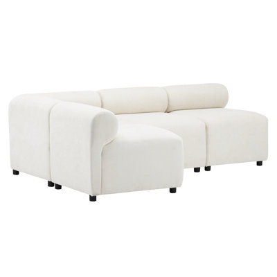 L Shaped 4 - Piece Combination Sectional, Beige Fabric, Oversized Sinuous Springs, Comfortable High Density Foam Resilience Foam, Modern Look