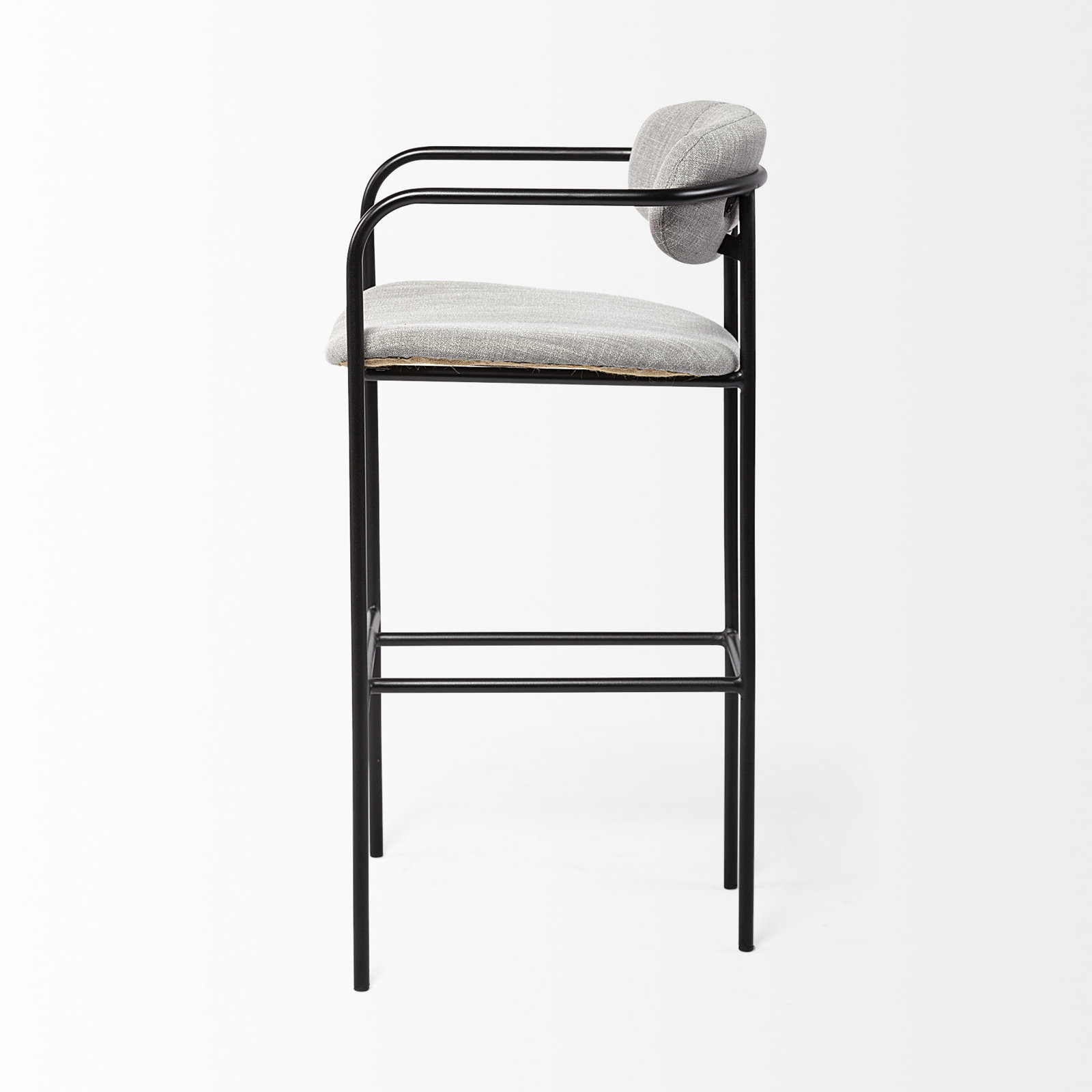 Belarus Fabric Seat Stool, Bar Stool (30” Seat Height), Gun Metal Gray, Gray