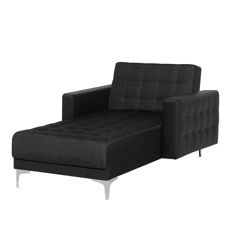 Finnegan Faux Leather Chaise Lounge, Grey