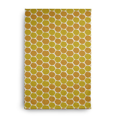 Tapis jaune en chenille tissé à la machine