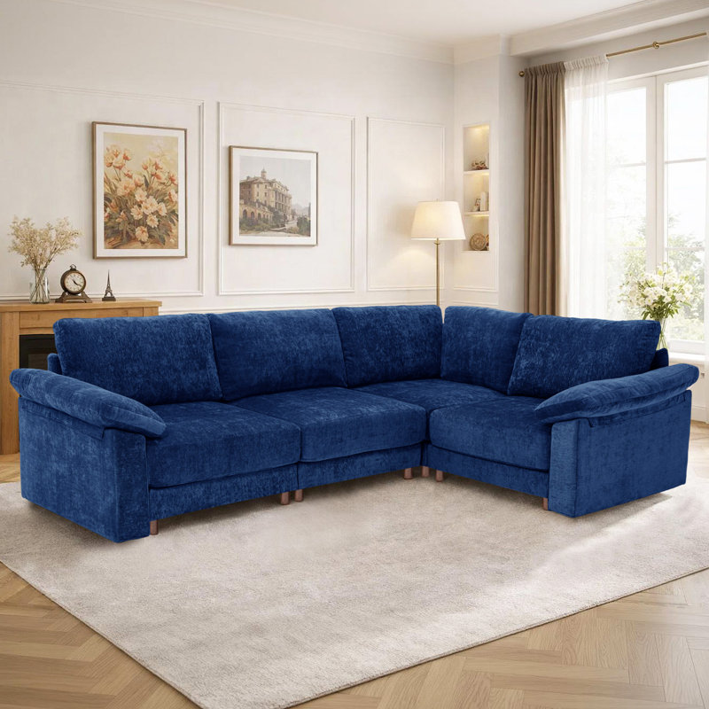 Canapé modulaire moderne pour le salon, Chenille bleu