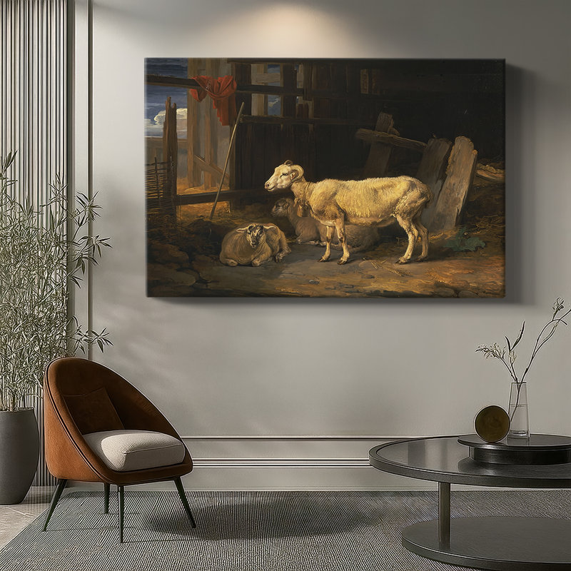 Sheep in a Stable-James Ward-Gallery Wrapped Canvas-c. early 19th Century, 8 x 12