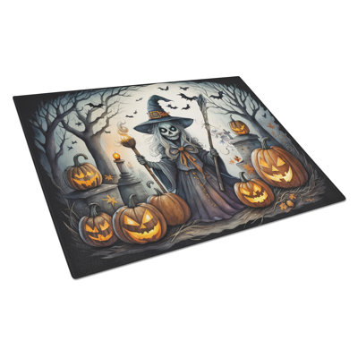 Witch Spooky Halloween Glass Cutting Board Large