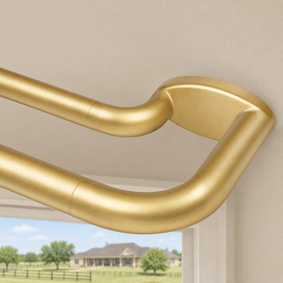 Size 4.6-7.2ft, this Gold 6/8 Inches Double Drapery Rod serves 48 to 84 Inch Windows with a Heavy-Duty Wrap-Around Blackout layout; the Adjustable Dual Rod provides Room Darkening