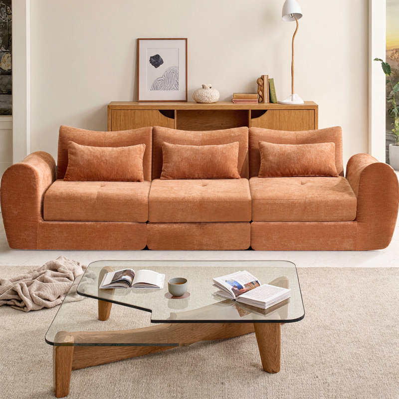 Canapé-lit convertible 3 places modulable Cloud, Orange