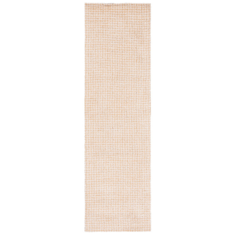 Tapis beige touffeté à la main Marlinde, Tapis de couloir 2 pi 3 po x 8 pi