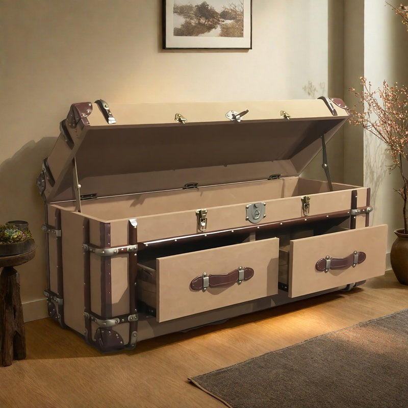 Tan Extra Large Canvas Accent Trunk